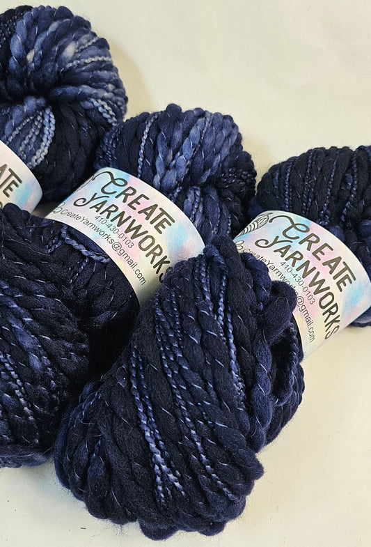 Navy in Thick n Thin 100% Superwash Merino Bulky Yarn