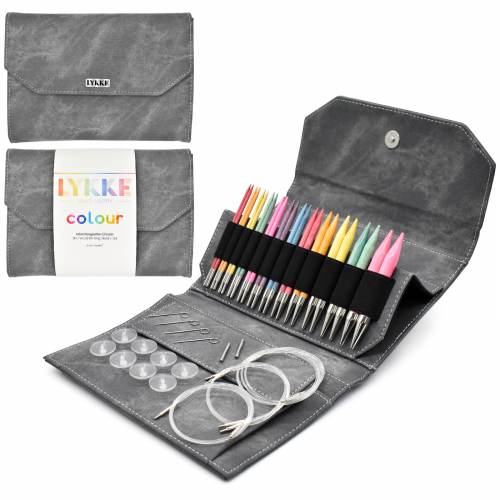 Lykke Colors 5" Interchangeable Circular Needles Full Set in Grey Denim Case