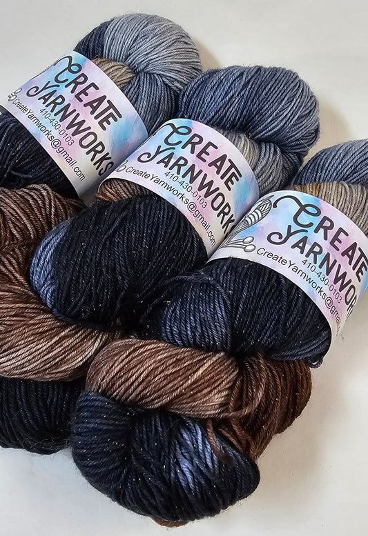 I Wanna Be a Cowboy in Gold Sparkle Superwash Merino Blend Fingering Weight Yarn