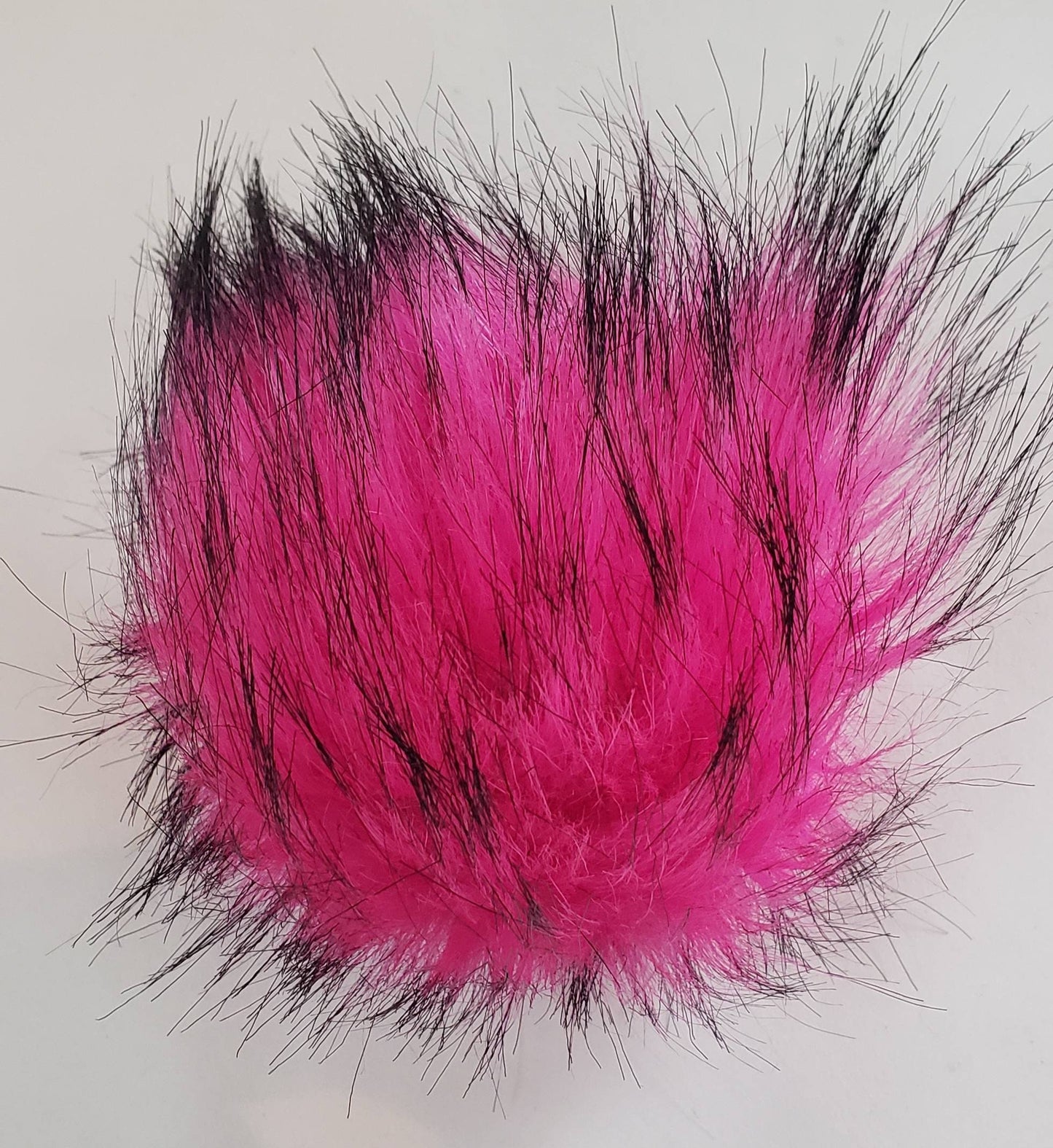 Faux Fur Pom Pom - Hot Pink with black tips