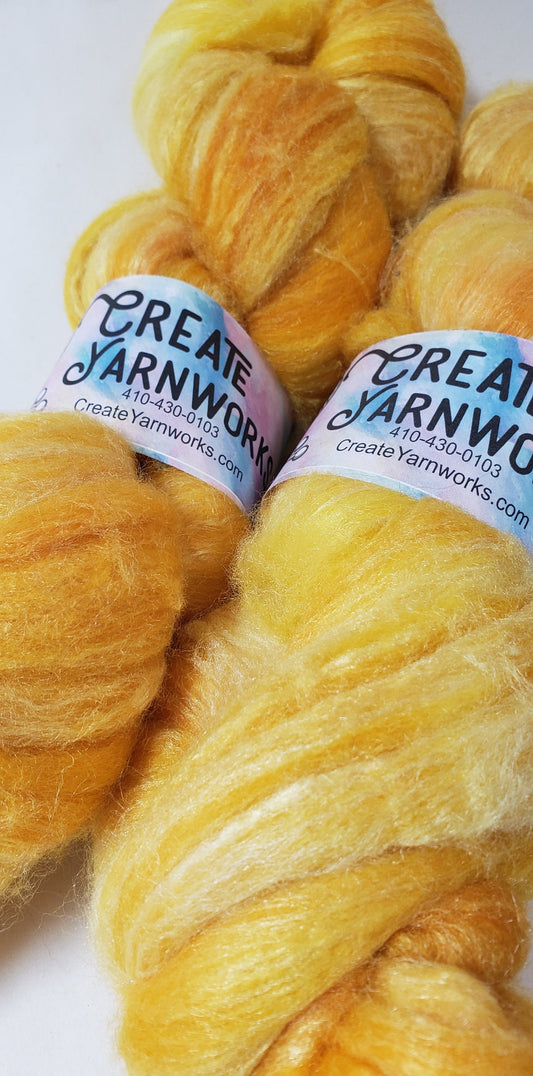 Goldilocks in Polwarth/Tussah Silk 67/33 custom blend Top 4oz braid