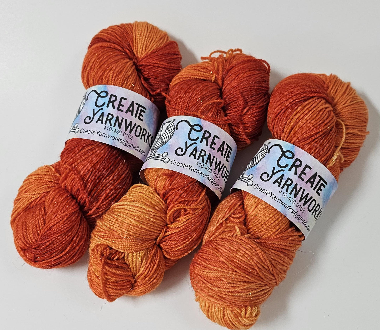 Pumpkin in Gold Sparkle Superwash Merino Blend Fingering Weight Yarn