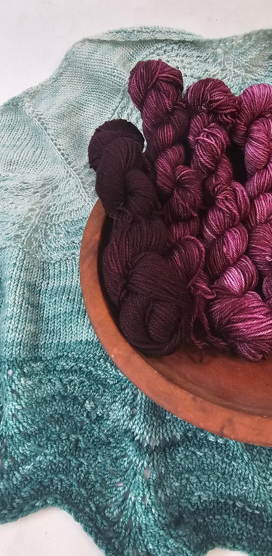 Gradient Knitted Shawl Kit in Wine Country - Pattern and Yarn Included