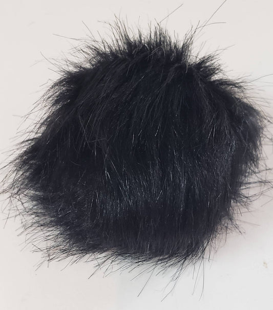 Faux Fur Pom Pom - Black