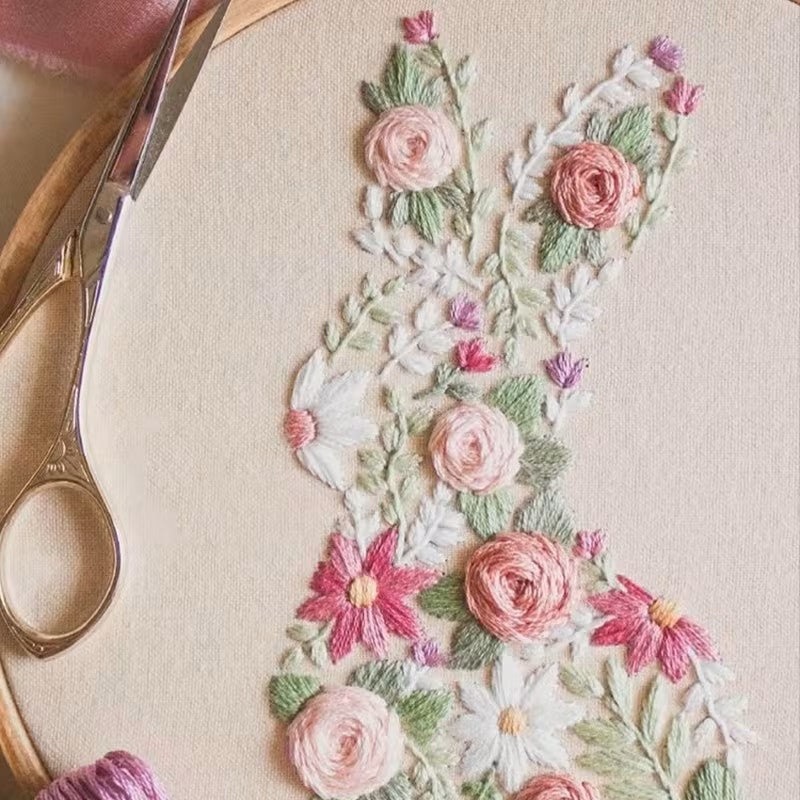 Rabbit in Flowers Embroidery Kit