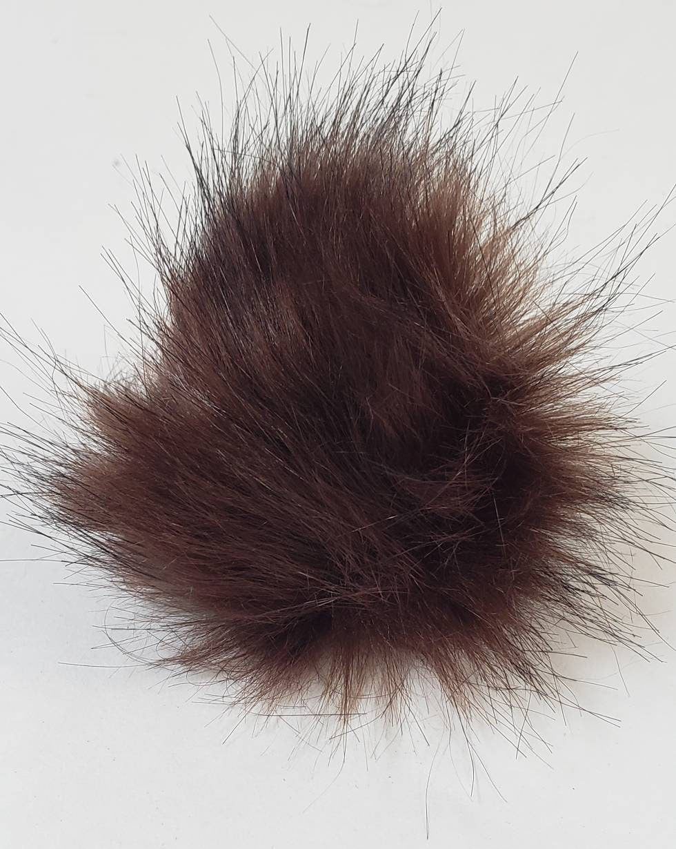 Faux Fur Pom Poms - Dark Brown with Black Tips