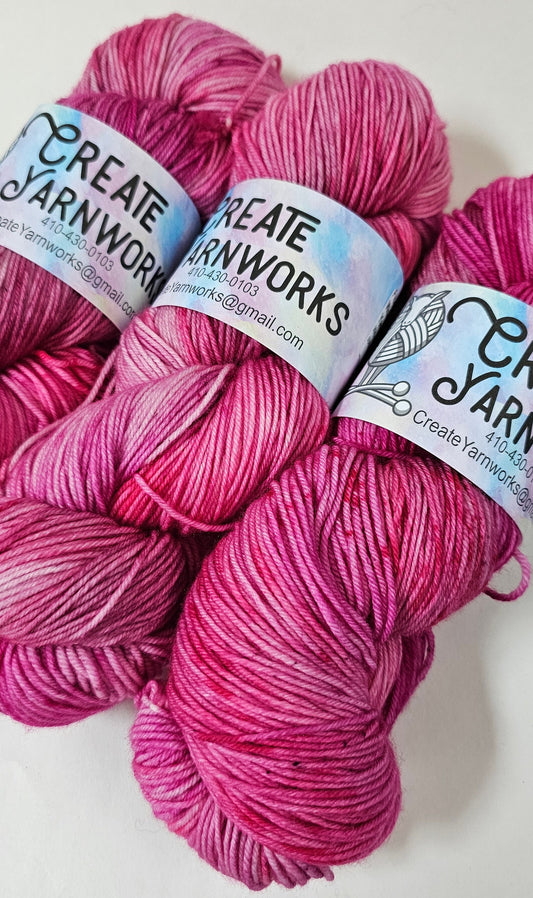 Pretty in Pink in Superwash Merino/Nylon (85/15) Blend Fingering Weight Yarn