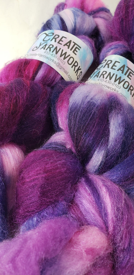 Aurora in Polwarth/Tussah Silk 67/33 custom blend Top 4oz braid