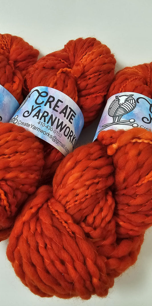 Pumpkin in Thick n Thin 100% Superwash Merino Bulky Yarn