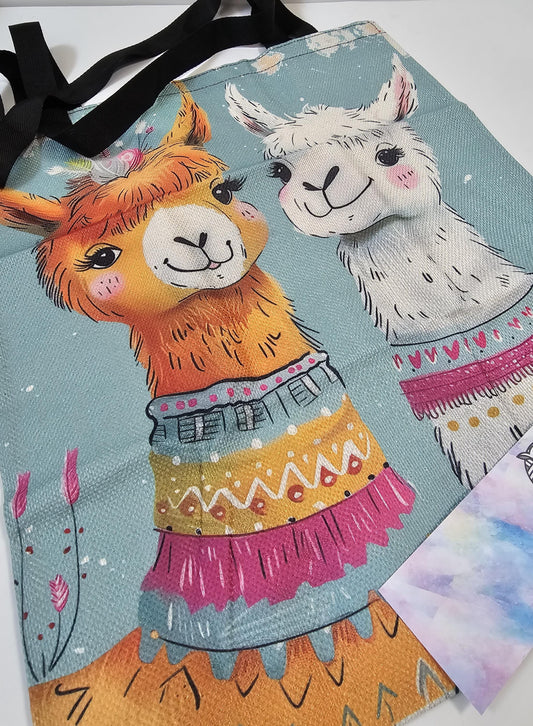 2 More Fancy Alpaca Large Project Bag - Tote with Handles Llama