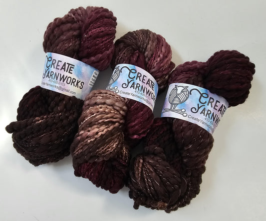 Burgundy Bark in Thick n Thin 100% Superwash Merino Bulky Yarn