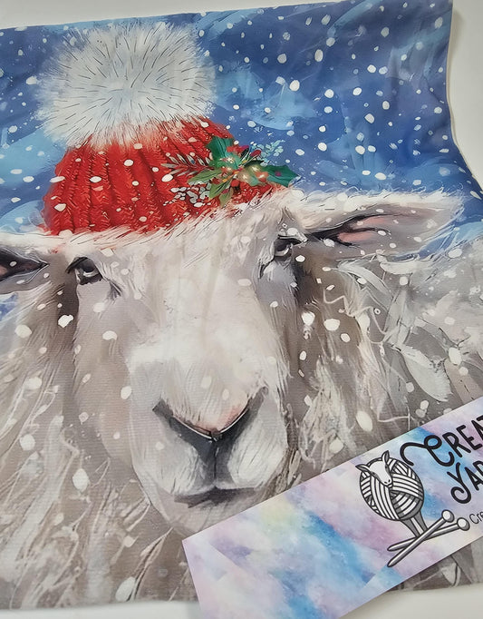 Special - Decorative 18"x18" Pillow - Sheep with Santa Hat