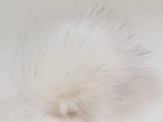 Faux Fur Pom Pom - White with dark tips