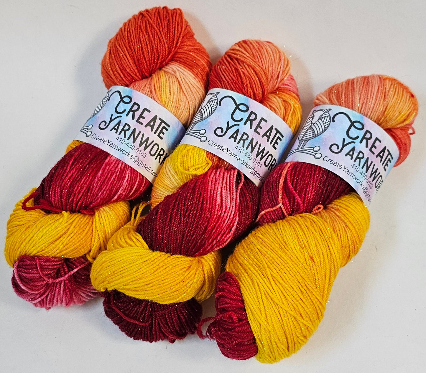 Some Like it Hot! in Gold Sparkle Superwash Merino Blend Fingering Weight Yarn