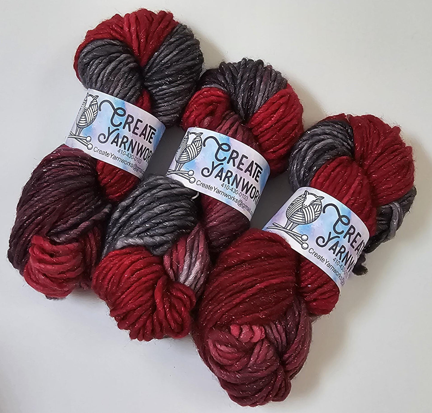 Crimson Slate in Silver Sparkle Superwash Merino Blend Super Bulky Weight Yarn