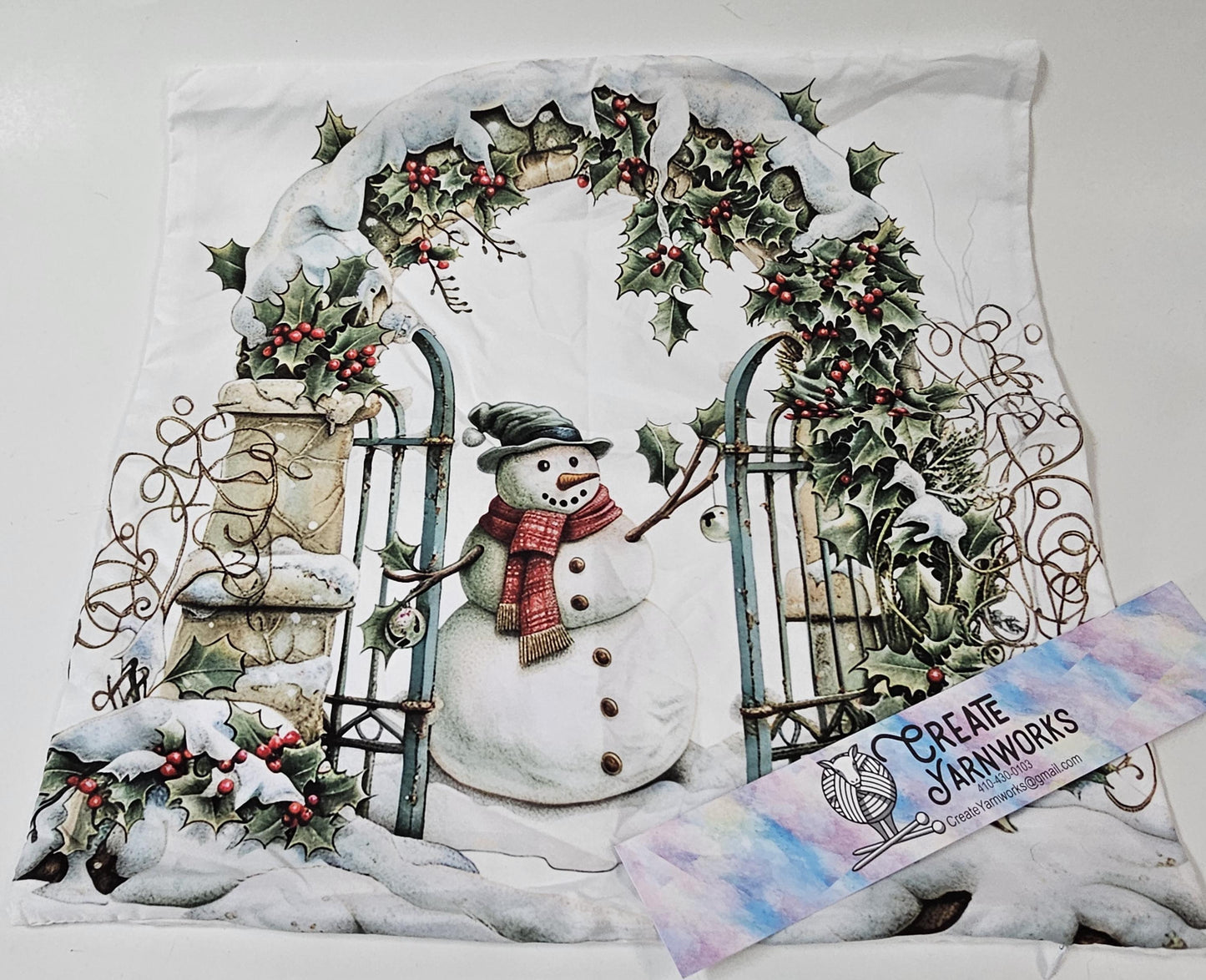 Special - Decorative 18"x18" Pillow - Snowman in Archway