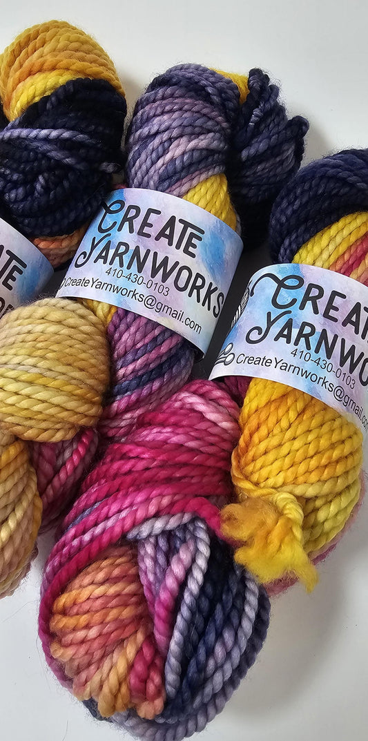 Mountain Sunset in 100% Superwash Merino Bulky Yarn