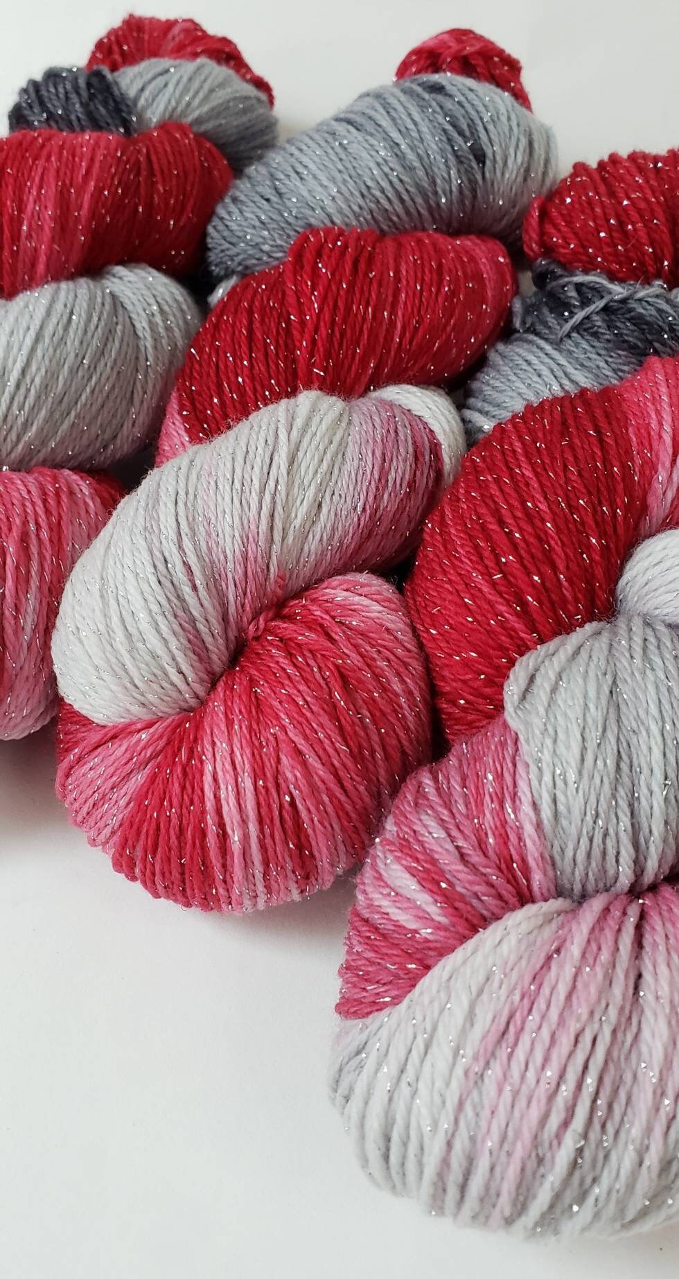 Crimson Slate in Silver Sparkle Superwash Merino Blend Fingering Weight Yarn