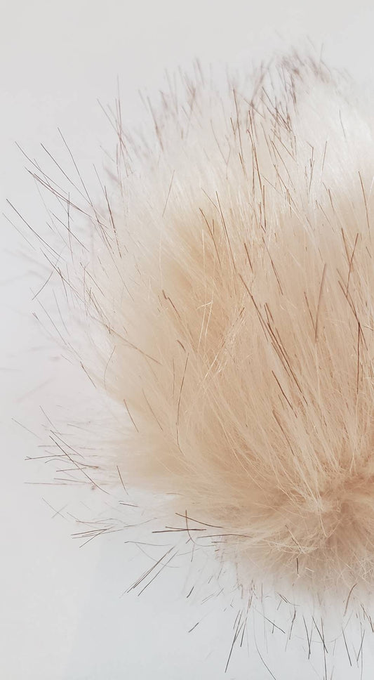 Faux Fur Pom Pom - Tan with brown tips