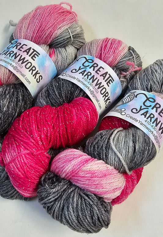 Preppy in Silver Sparkle Superwash Merino Blend Fingering Weight Yarn