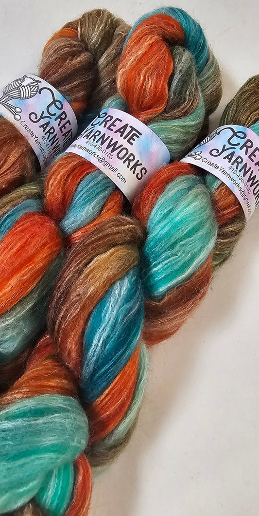 Tortoise Shell in Merino/Milk Fiber 67/33 blend Top 4oz braid