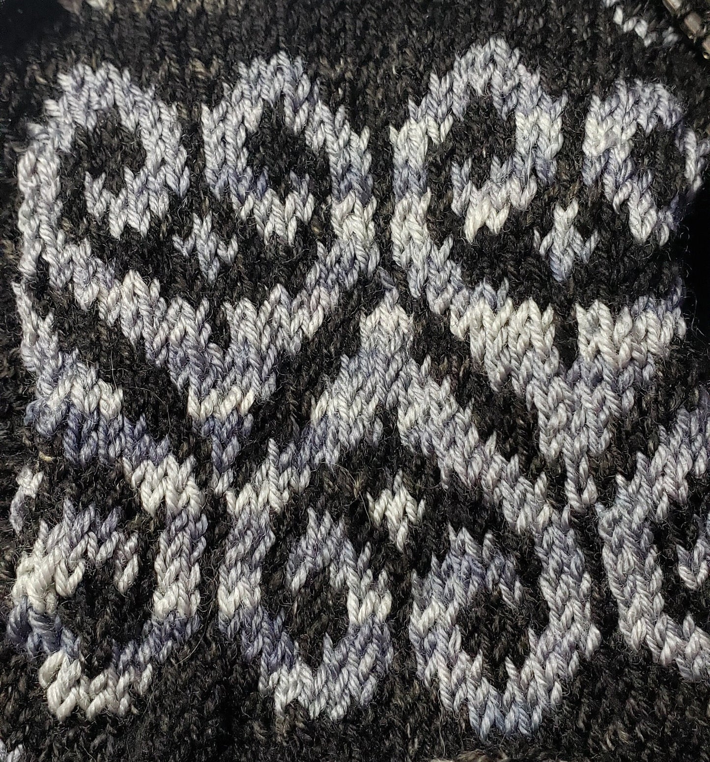 Swirling Hearts Knitted Hat Kit - Pattern and Yarn Included - Shades of Grey and Valentine Blush Sparkles