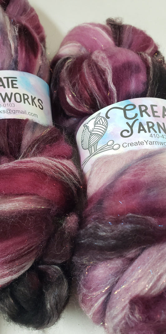 Wine Country in Superwash Merino & Stellina Blend 4oz braid