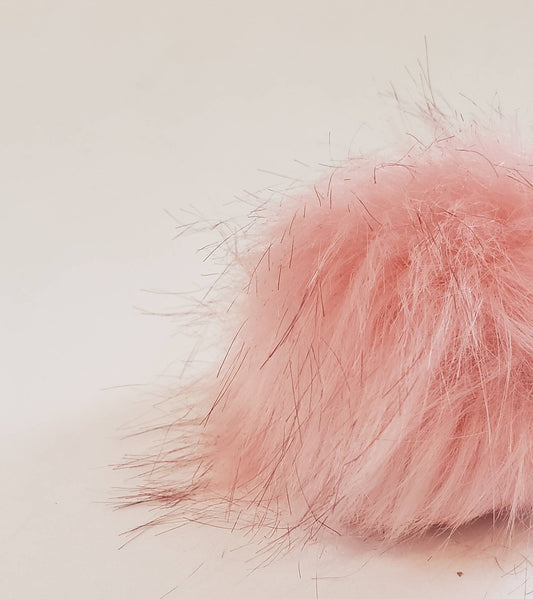 Faux Fur Pom Pom - Dusty Pink with dark tips