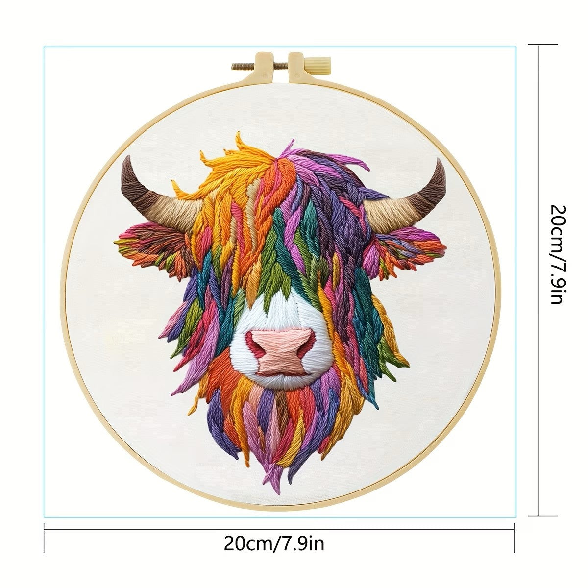 Highland Cow in Bright Colors Embroidery Kit