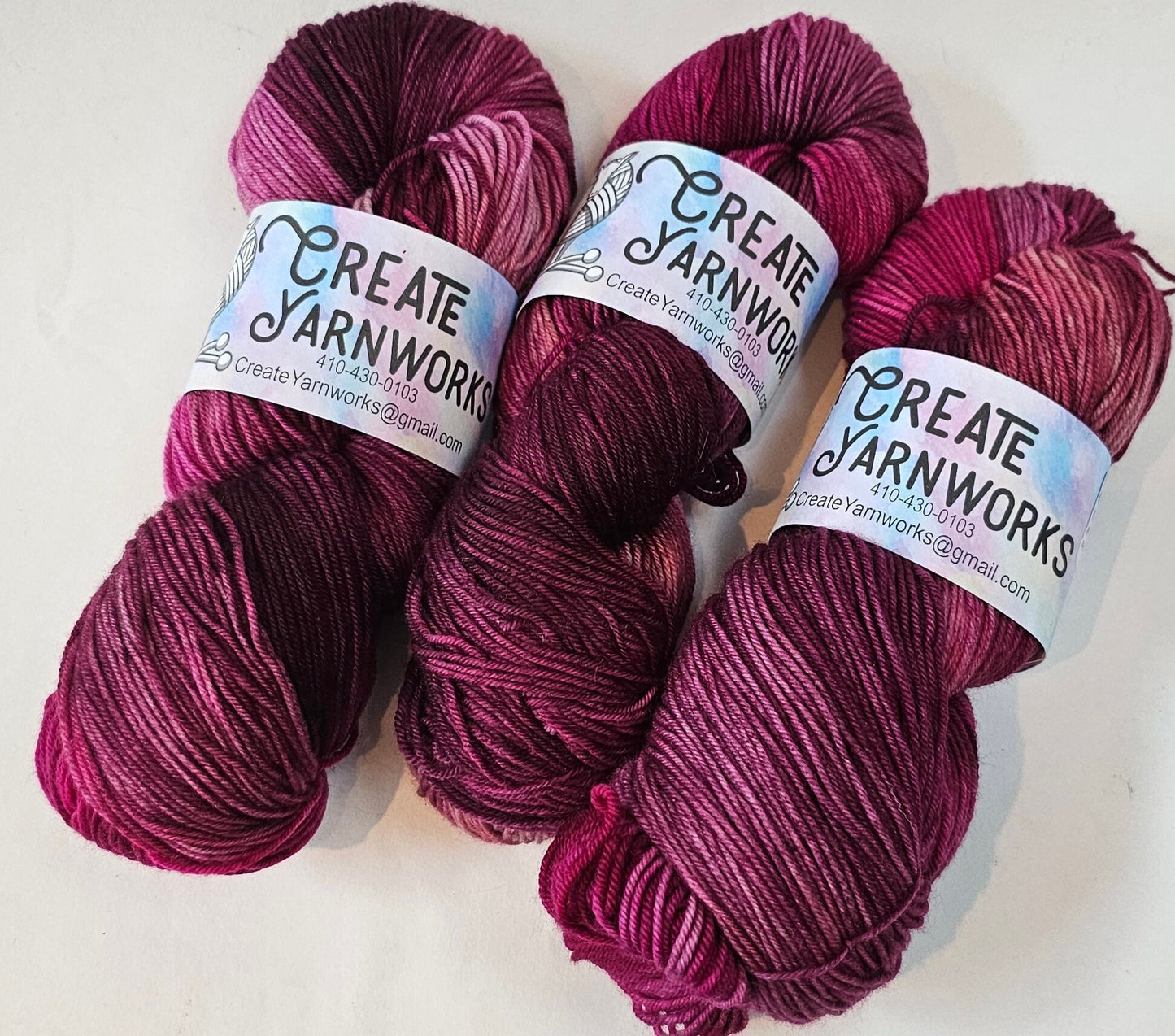 Raspberry Wine in Silver Sparkle Superwash Merino Blend Fingering Weight Yarn