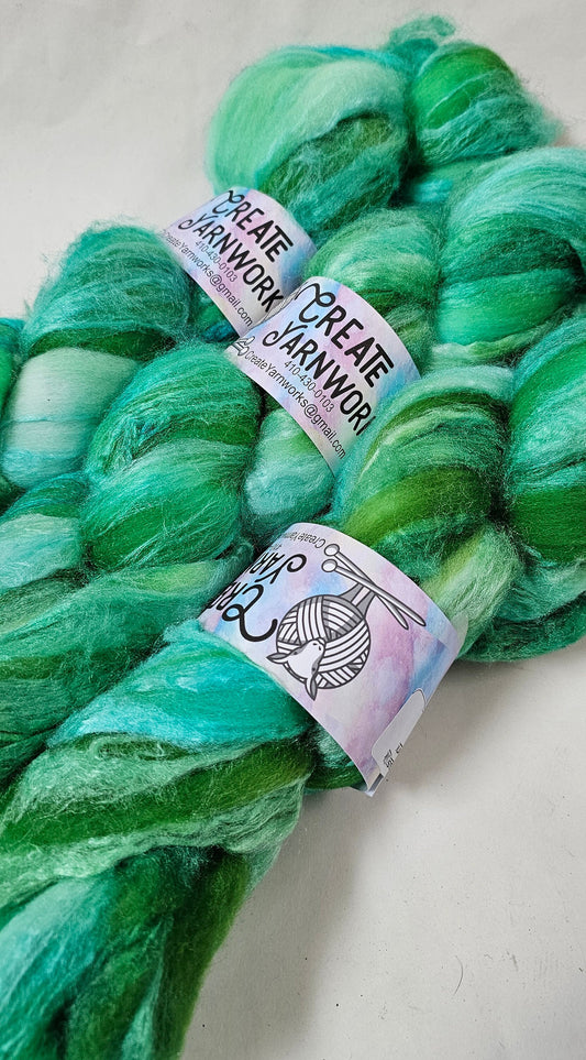 Irish in Polwarth/Tussah Silk 67/33 custom blend Top 4oz braid