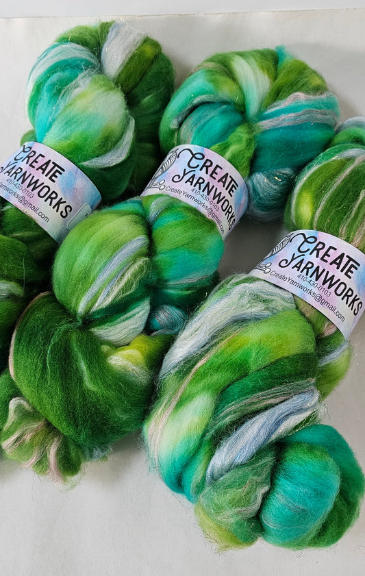 Seaglass in Superwash Merino & Stellina Blend 4oz braid