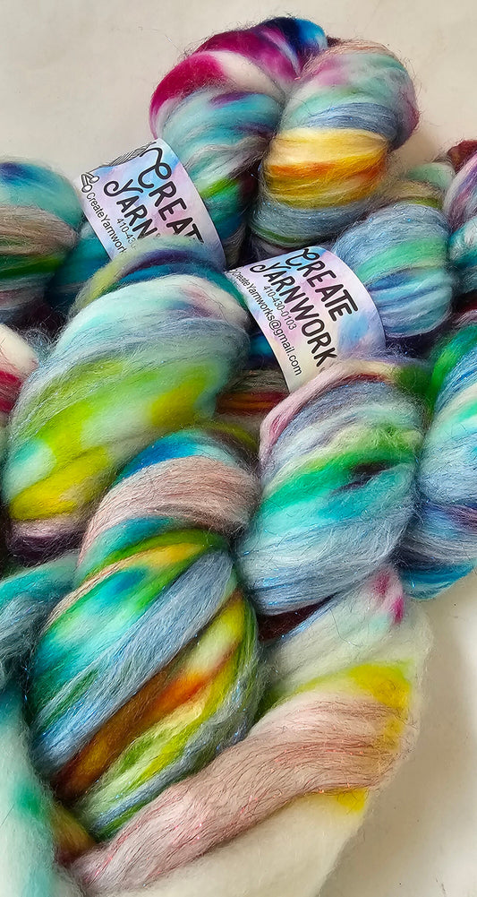 Mermaid Dreams in Superwash Merino & Stellina Blend 4oz braid