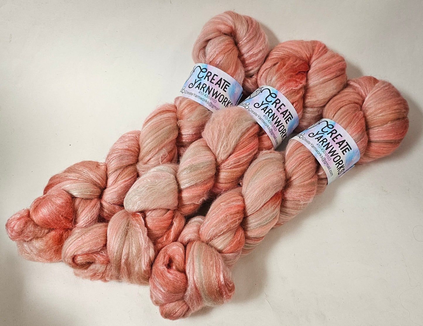 Broken Peach in Merino/Milk Fiber 67/33 blend Top 4oz braid