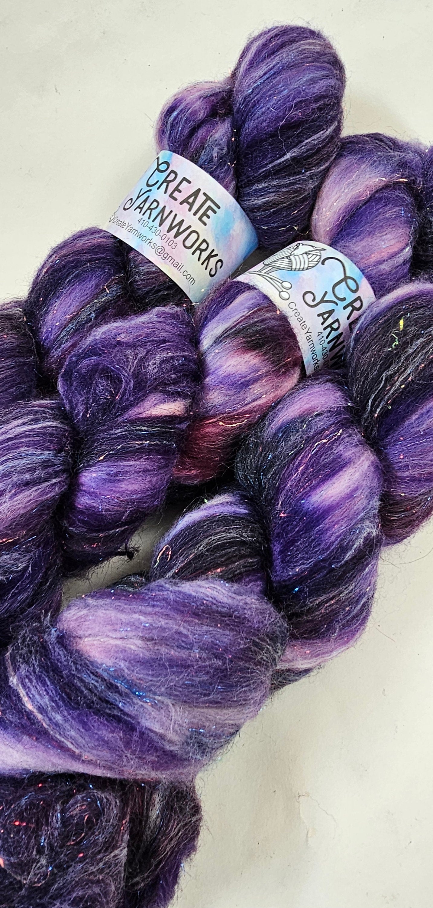 Purples in Superwash Merino & Stellina Blend 4oz braid