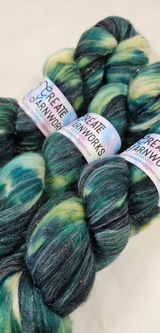 Forest in Superwash Merino & Stellina Blend 4oz braid