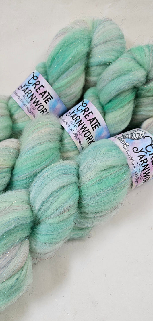 Minty in Superwash Merino & Stellina Blend 4oz braid