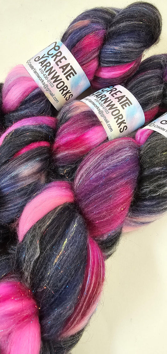 Aurora in Superwash Merino & Stellina Blend 4oz braid