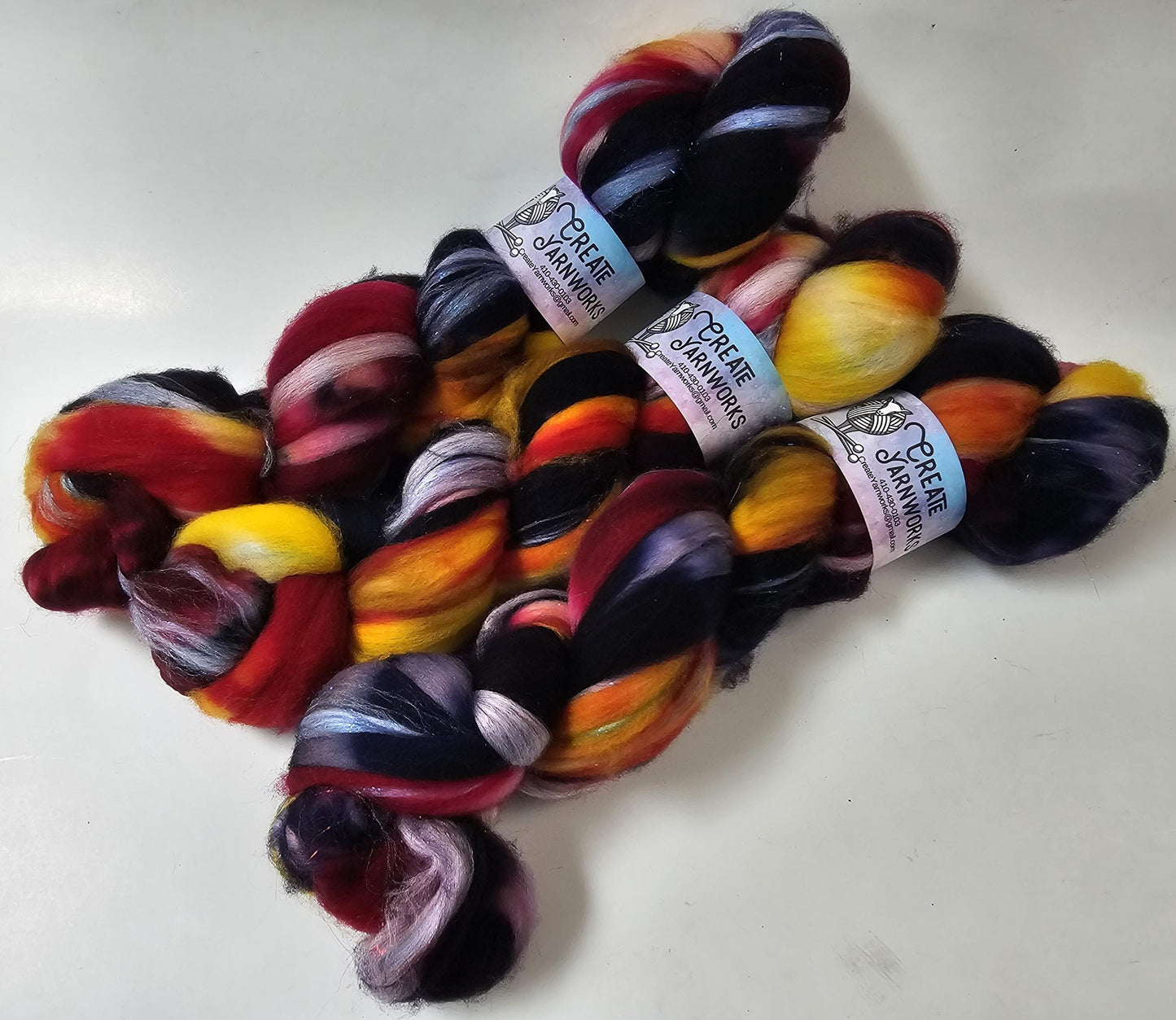 Mountain Sunset in Superwash Merino & Stellina Blend 4oz braid