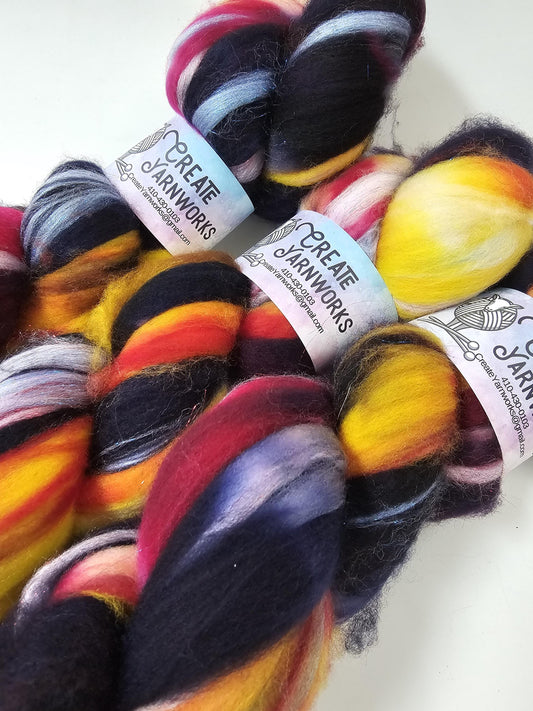 Mountain Sunset in Superwash Merino & Stellina Blend 4oz braid