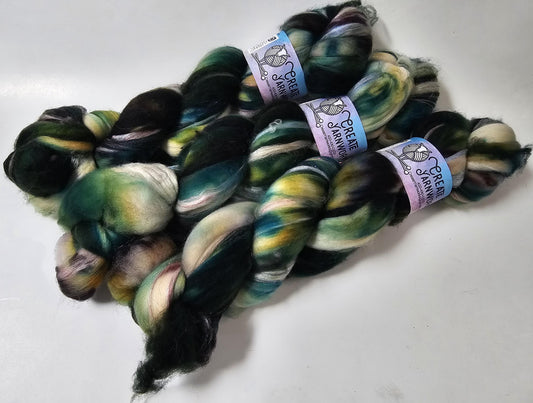Mossy in Superwash Merino & Stellina Blend 4oz braid