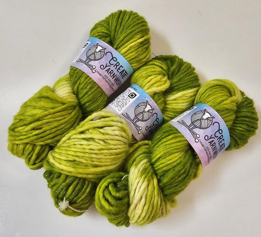 Grinch in Silver Sparkle Superwash Merino Blend Super Bulky Weight Yarn