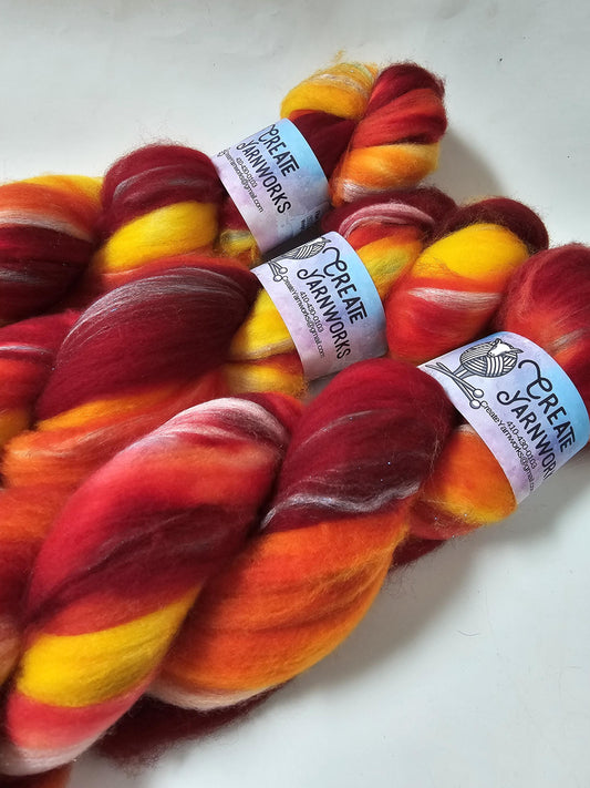 Some Like it Hot in Superwash Merino & Stellina Blend 4oz braid