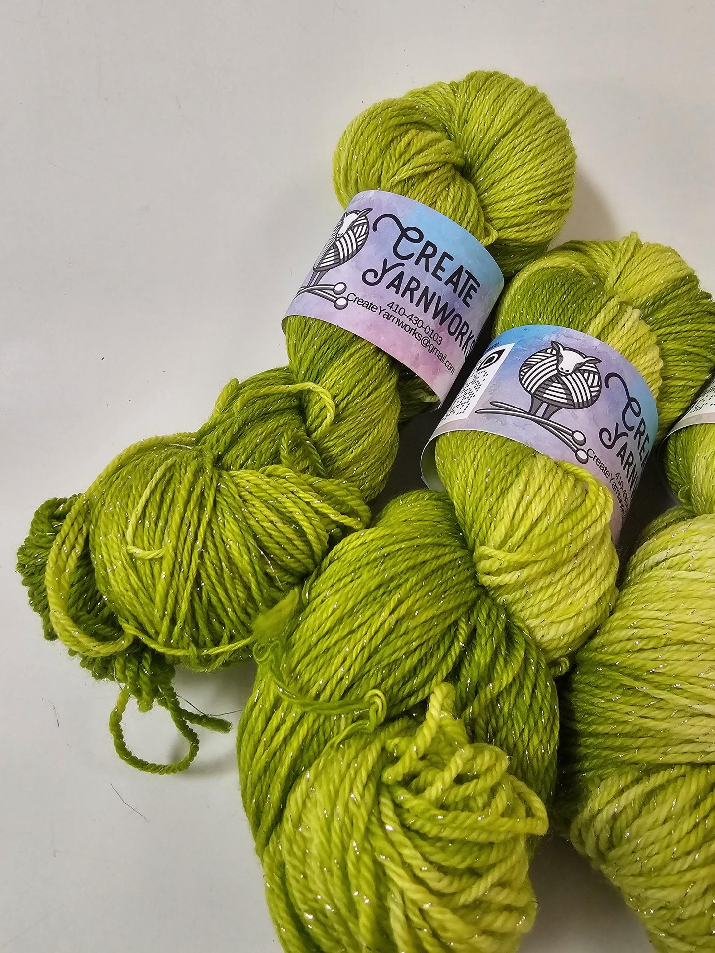 Grinch in Silver Sparkle Superwash Merino Blend Fingering Weight Yarn