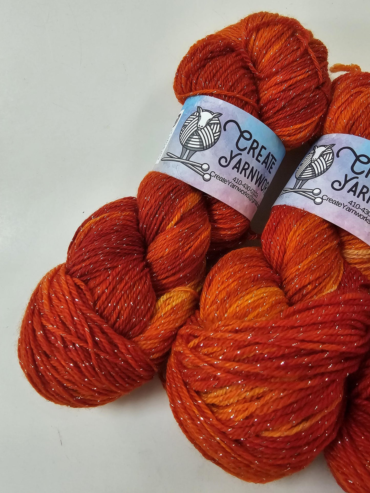 Pumpkin in Silver Sparkle Superwash Merino Blend Fingering Weight Yarn