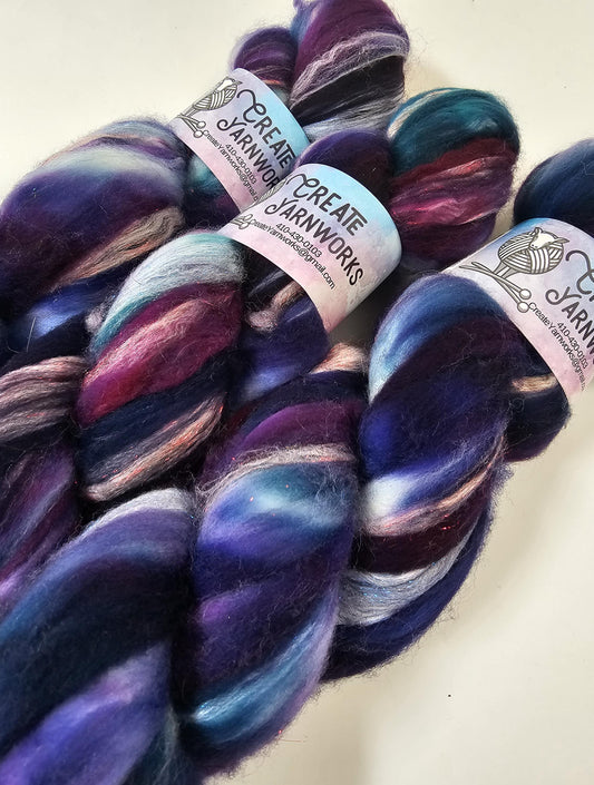 Jeweltones in Superwash Merino & Stellina Blend 4oz braid
