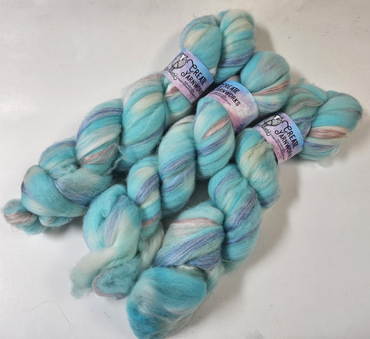 Breakfast at Tiffany's in Superwash Merino & Stellina Blend 4oz braid