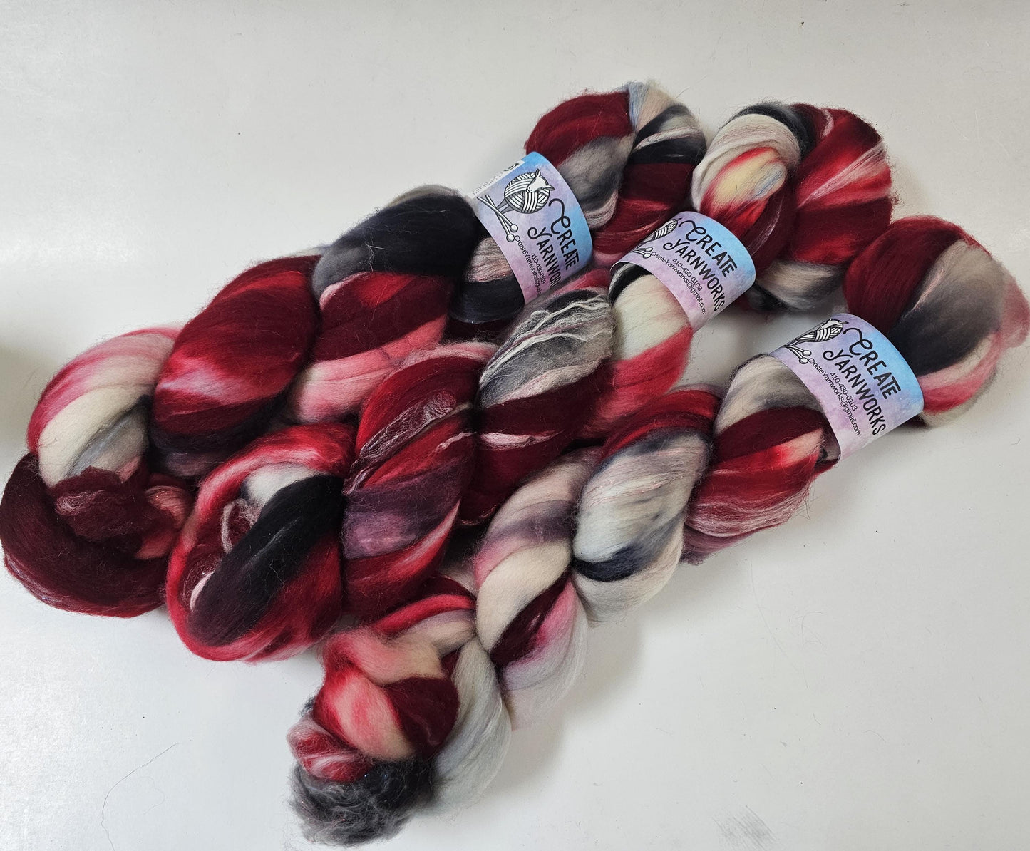 Crimson Slate in Superwash Merino & Stellina Blend 4oz braid