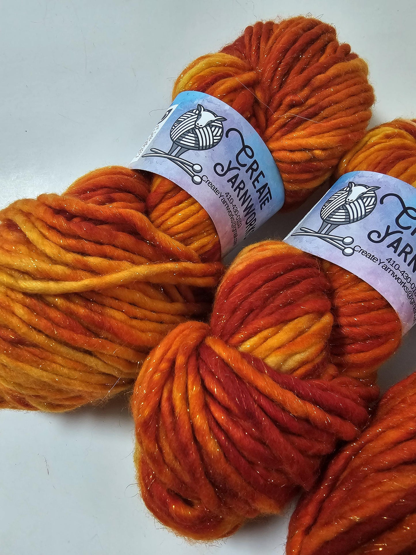 Pumpkin in Silver Sparkle Superwash Merino Blend Super Bulky Weight Yarn