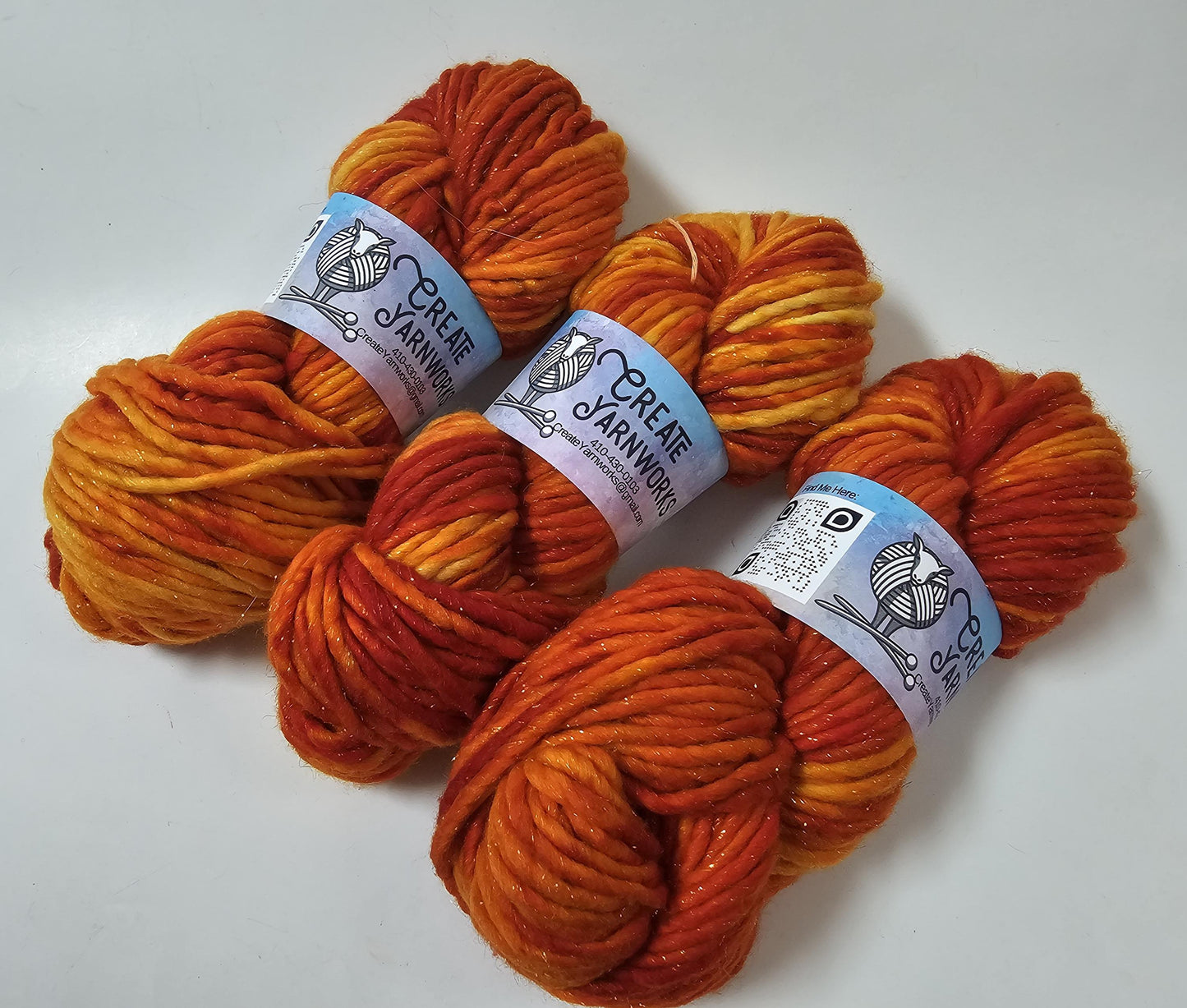 Pumpkin in Silver Sparkle Superwash Merino Blend Super Bulky Weight Yarn